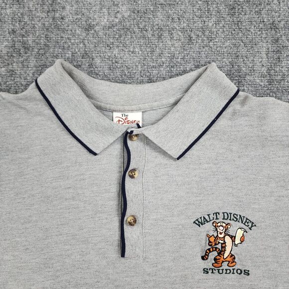 Vintage Disney Shirt Mens Large Gray Short Sleeve Polo Tigger Walt Disney Studio - Picture 1 of 15